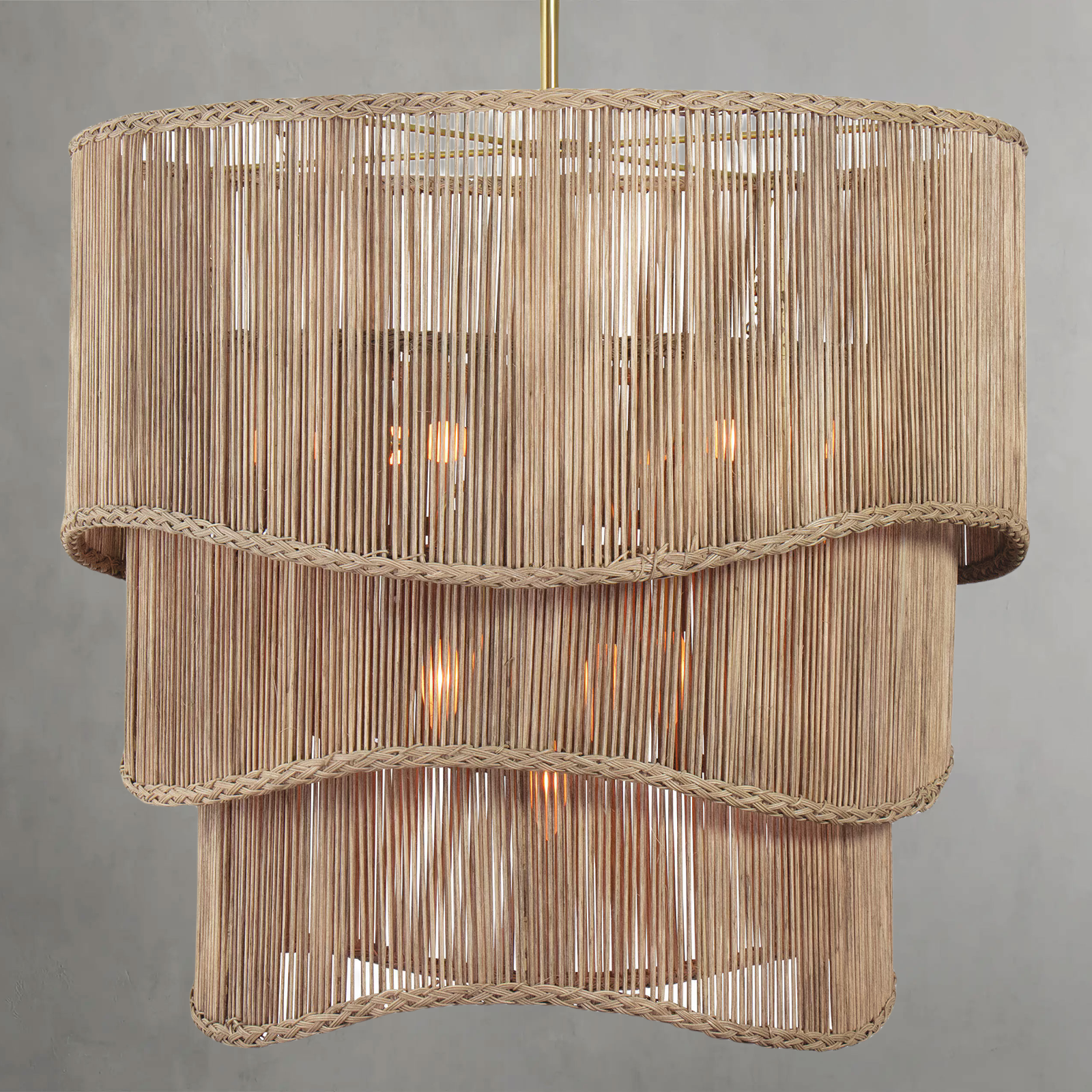 Luster Gaze Veridian Bloom Natural Rattan Chandelier - Background Shot