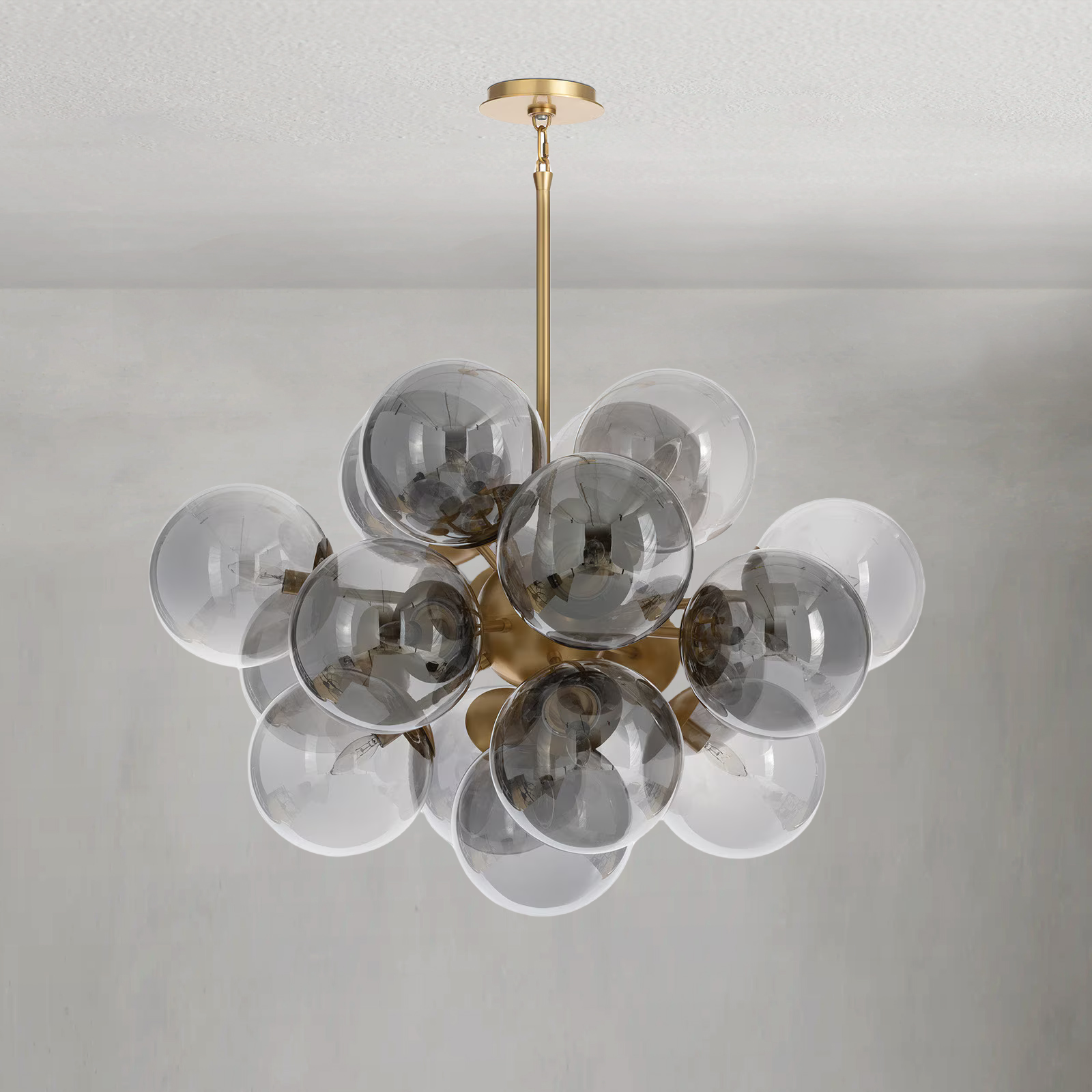 Mandoza Brass Smoked Glass Chandelier
