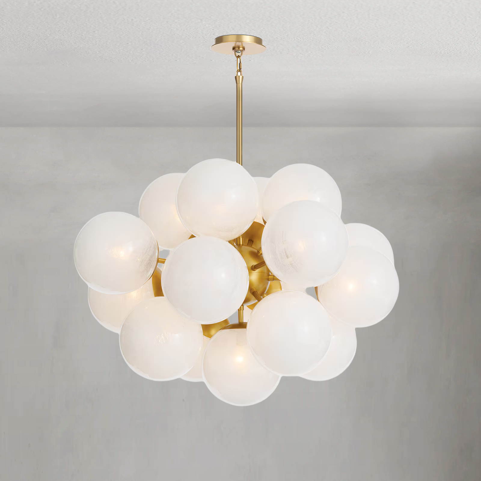 Luster Gaze AuraSphere Brass Glass Chandelier - Background Shot
