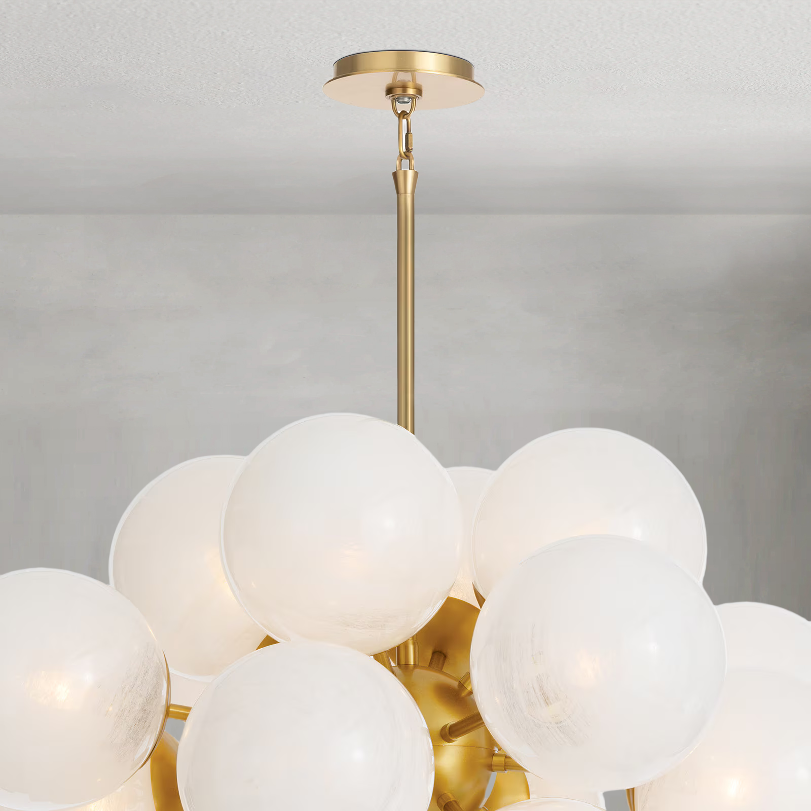 Luster Gaze AuraSphere Brass Glass Chandelier - Background Shot