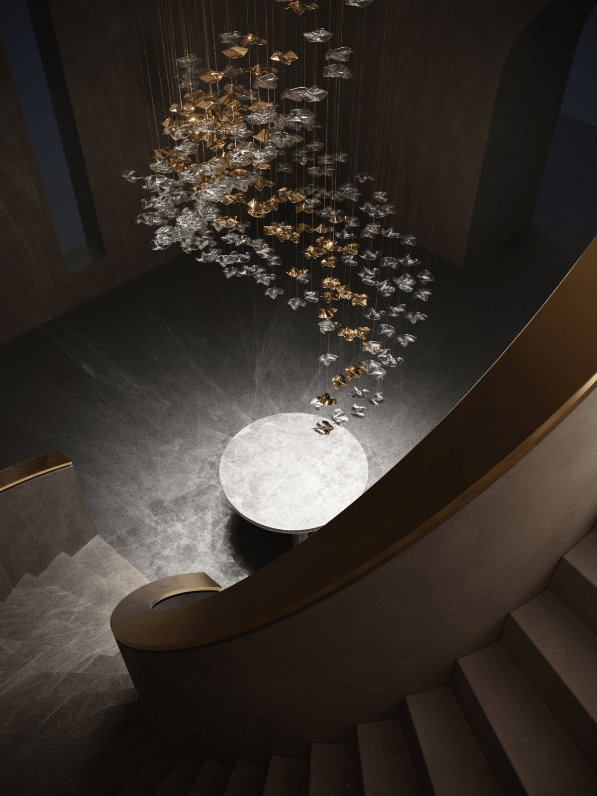 Tidal Stair Crystal Spiral Chandelier