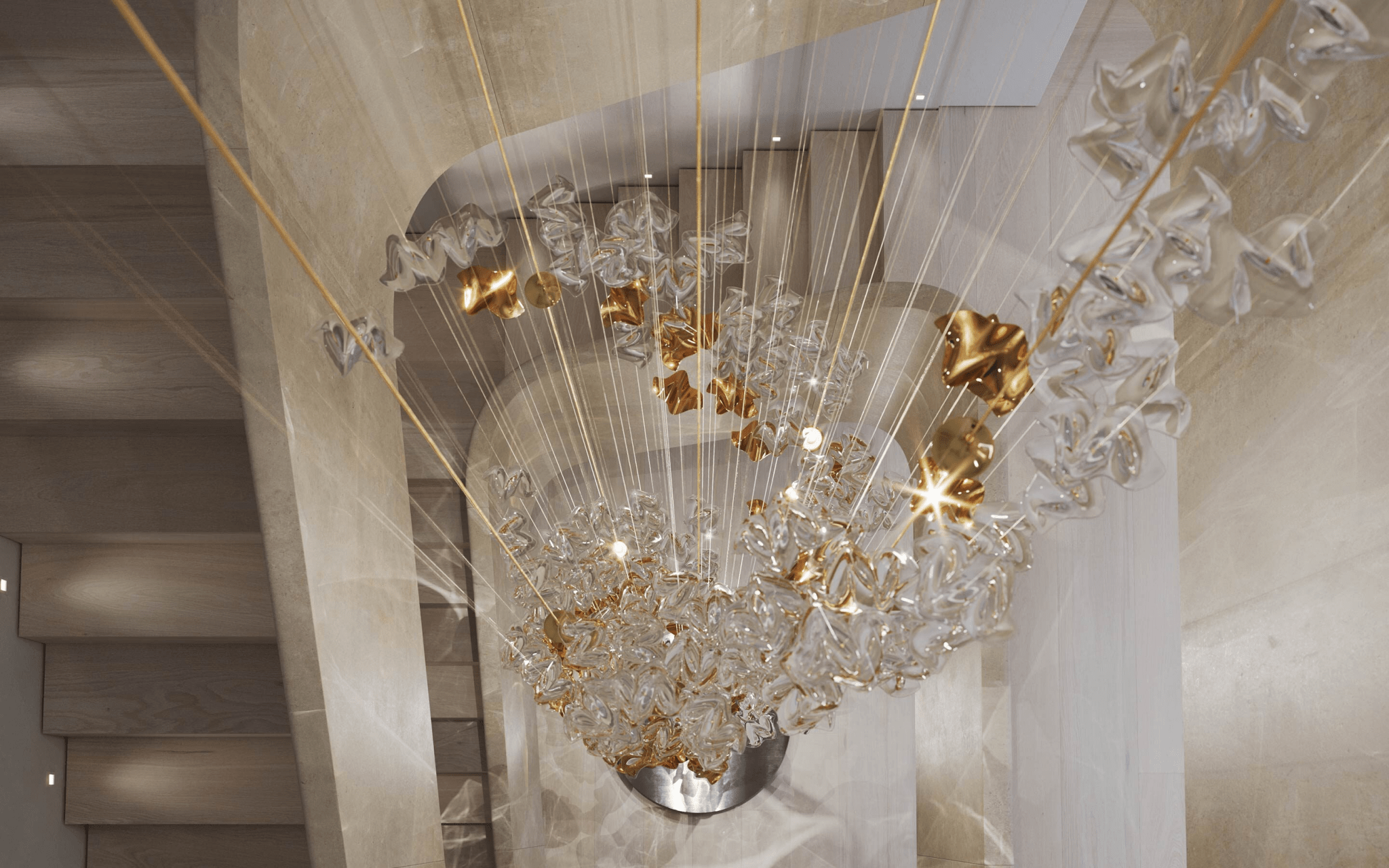 Tidal Stair Crystal Spiral Chandelier