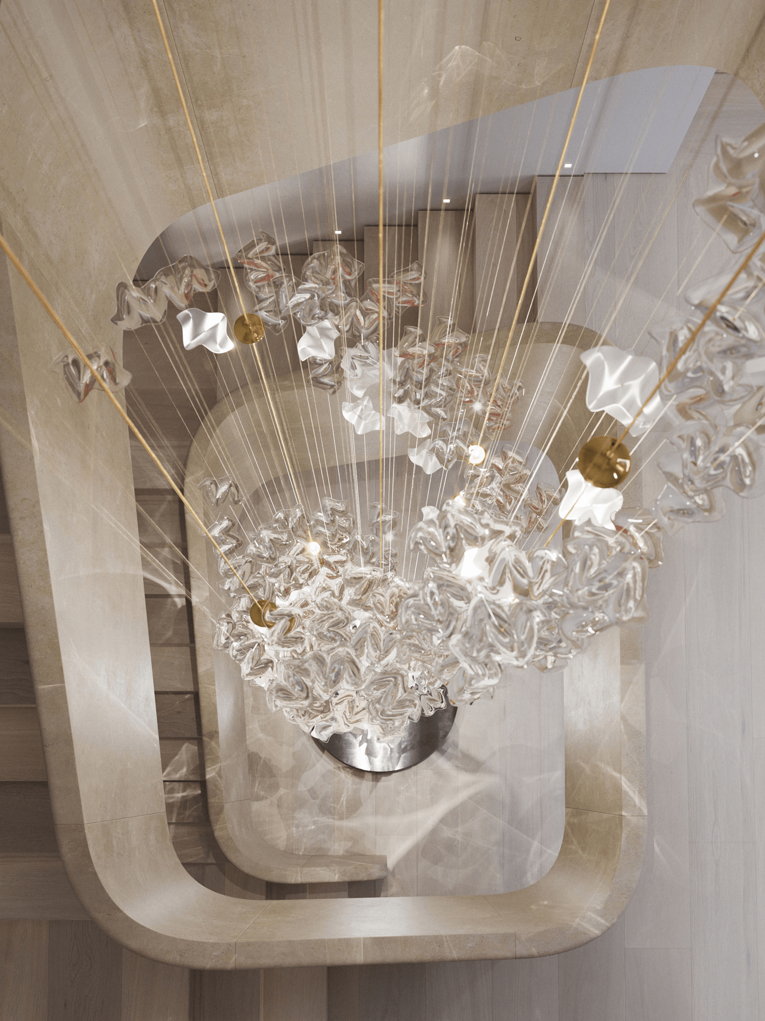 Tidal Stair Crystal Spiral Chandelier