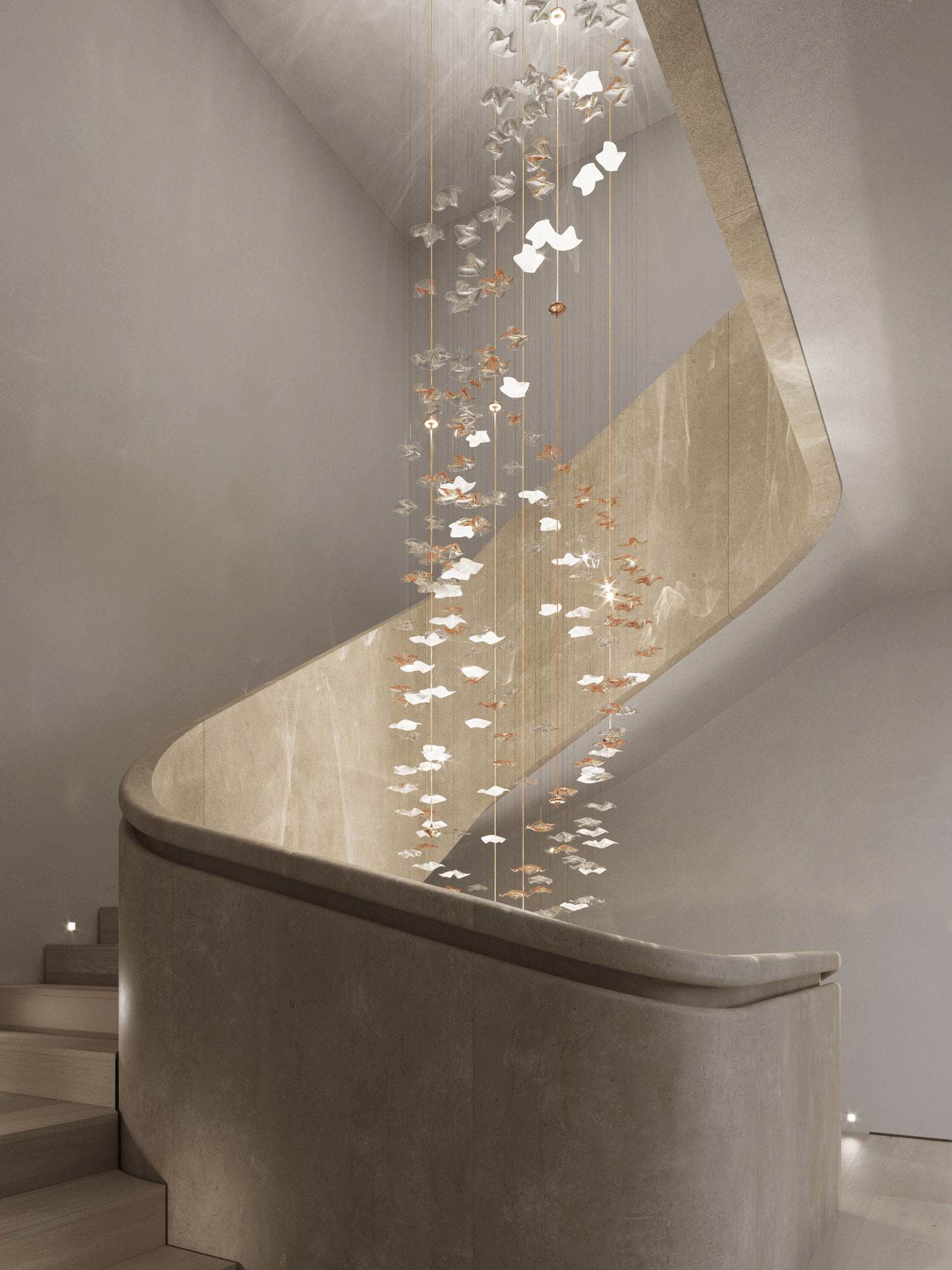 Tidal Stair Crystal Spiral Chandelier