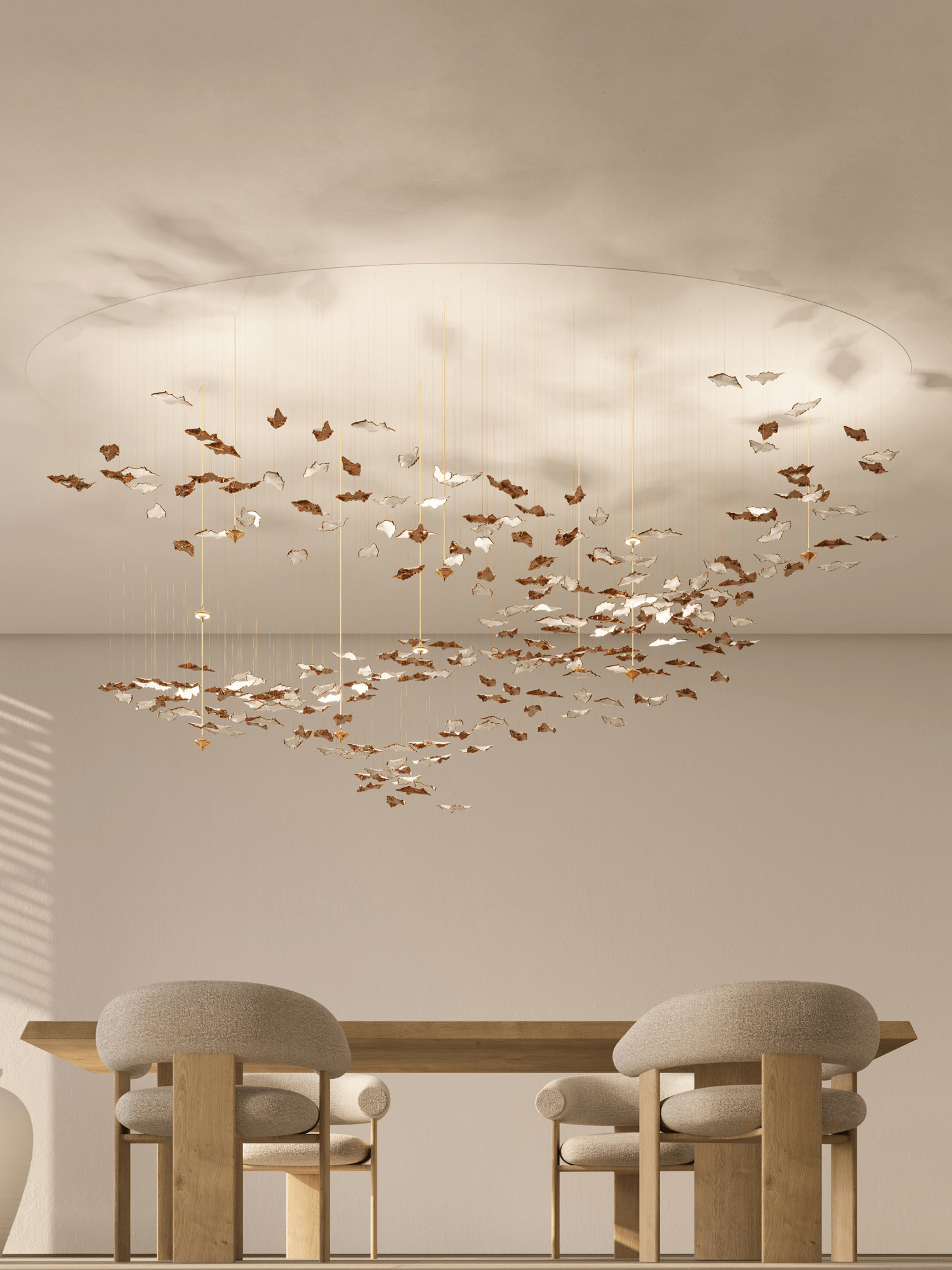 Galaxy Leaf Twisted Sculptural Meteor Shower Crystal Spiral Chandelier