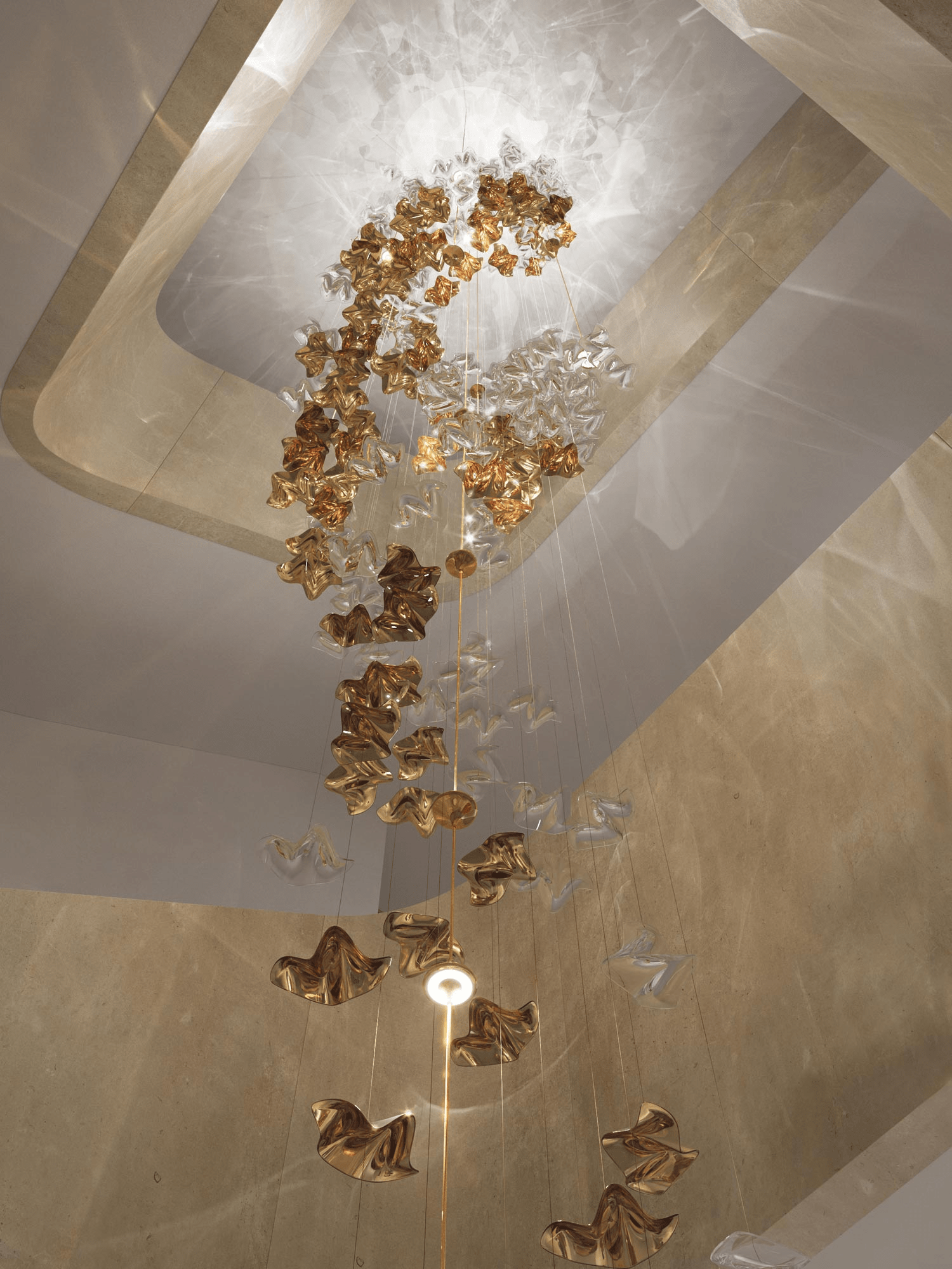 Tidal Stair Crystal Spiral Chandelier