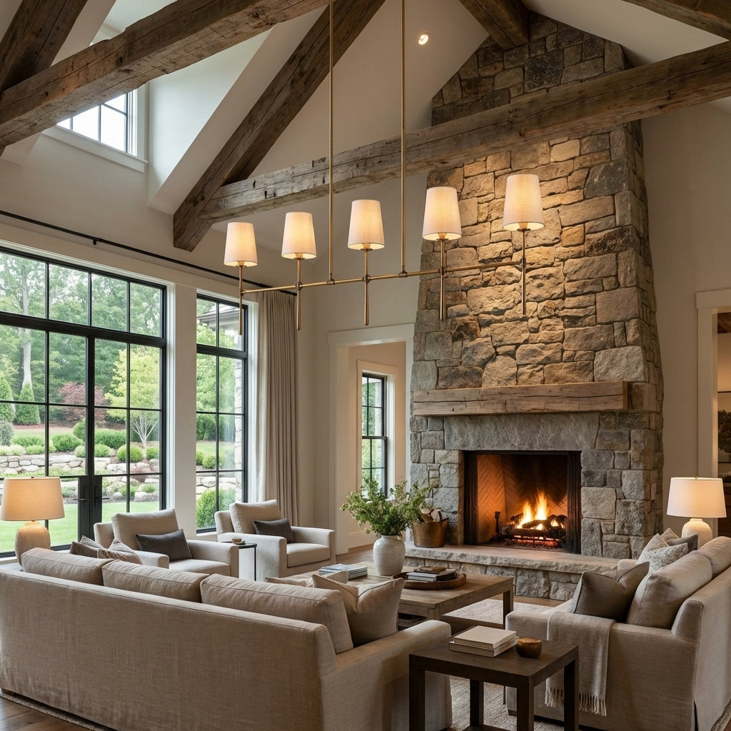Luster Gaze Rhodes Grandeur Linear Chandelier 5/6 Light - grand American great room