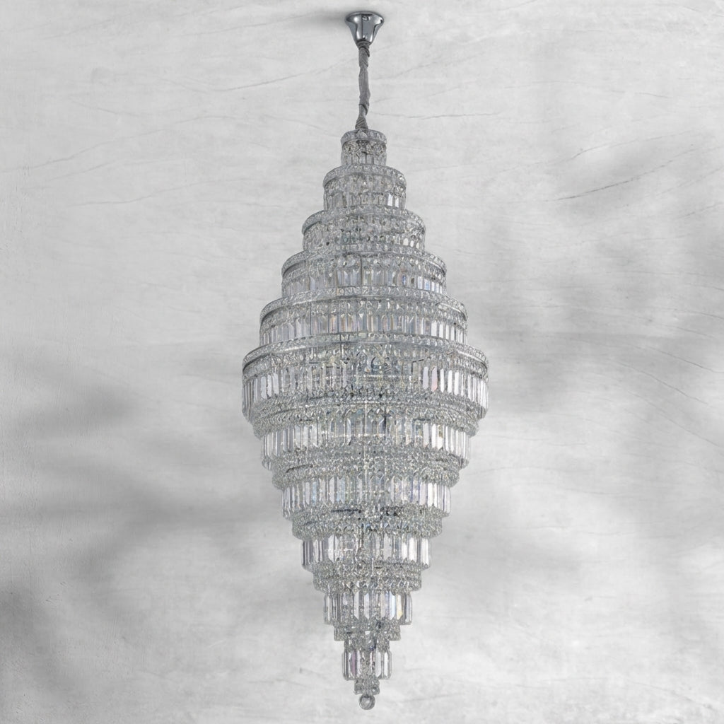 Luster Gaze Grand Lumina Round Extra Large Crystal Chandelier in Silver - Background Shot