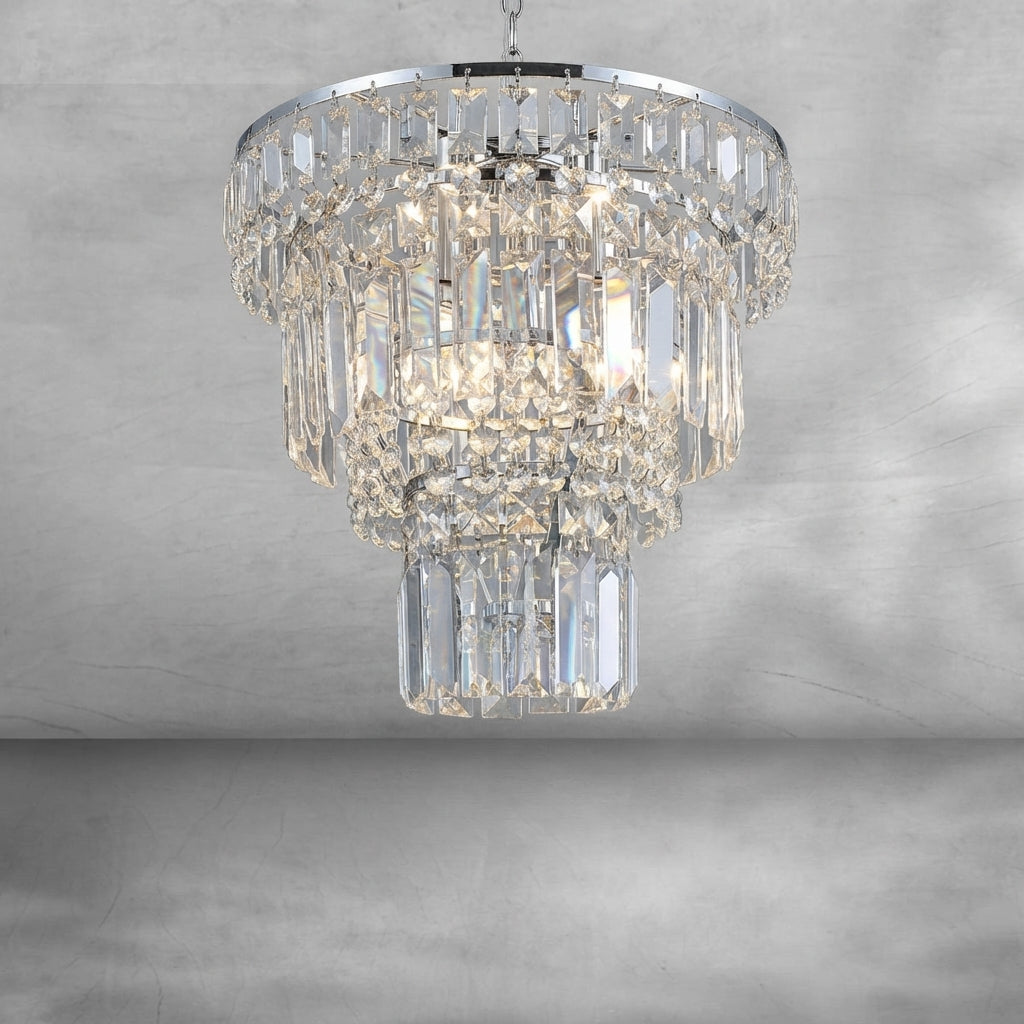 Luster Gaze Grand Lumina Round Extra Large Crystal Chandelier in Silver - Background Shot