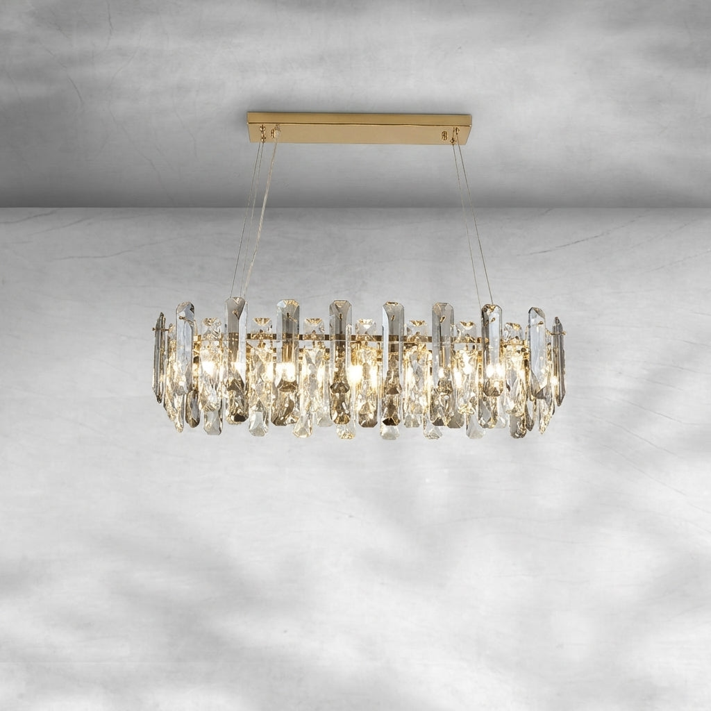 Luster Gaze Aura Grand Round/Rectangle Chandelier with Smoky Gray K9 Crystal - Background Shot