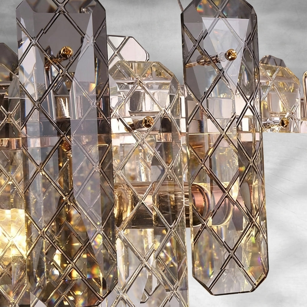 Luster Gaze Aura Grand Round/Rectangle Chandelier with Smoky Gray K9 Crystal - Background Shot