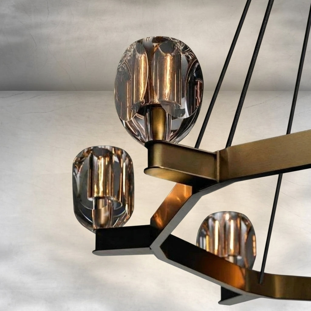 Luster Gaze Veridian Crystal Round Chandelier 60" - Background Shot