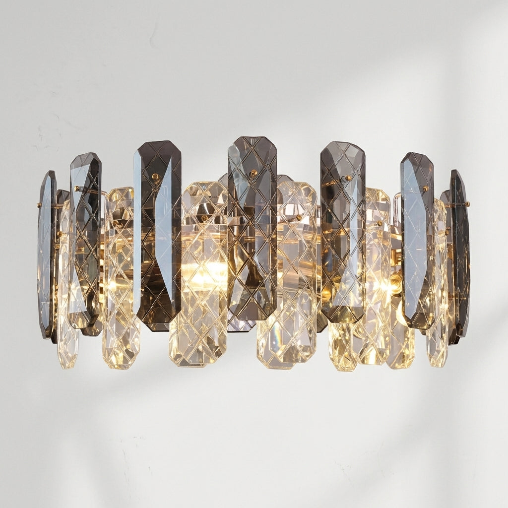 Luster Gaze Aura Grand Round/Rectangle Chandelier with Smoky Gray K9 Crystal - Studio Shot