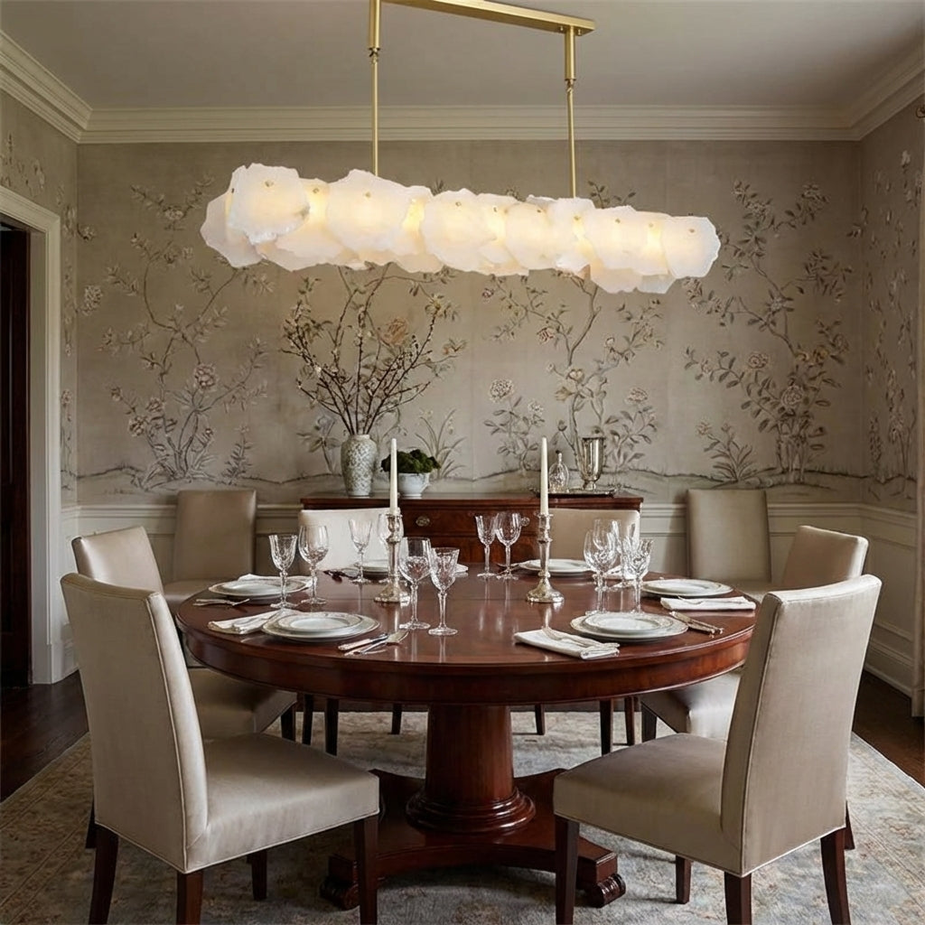 Luster Gaze Aura Oval Chandelier with Rod, Dining Room Chandelier 47"x9" - formal American dining room