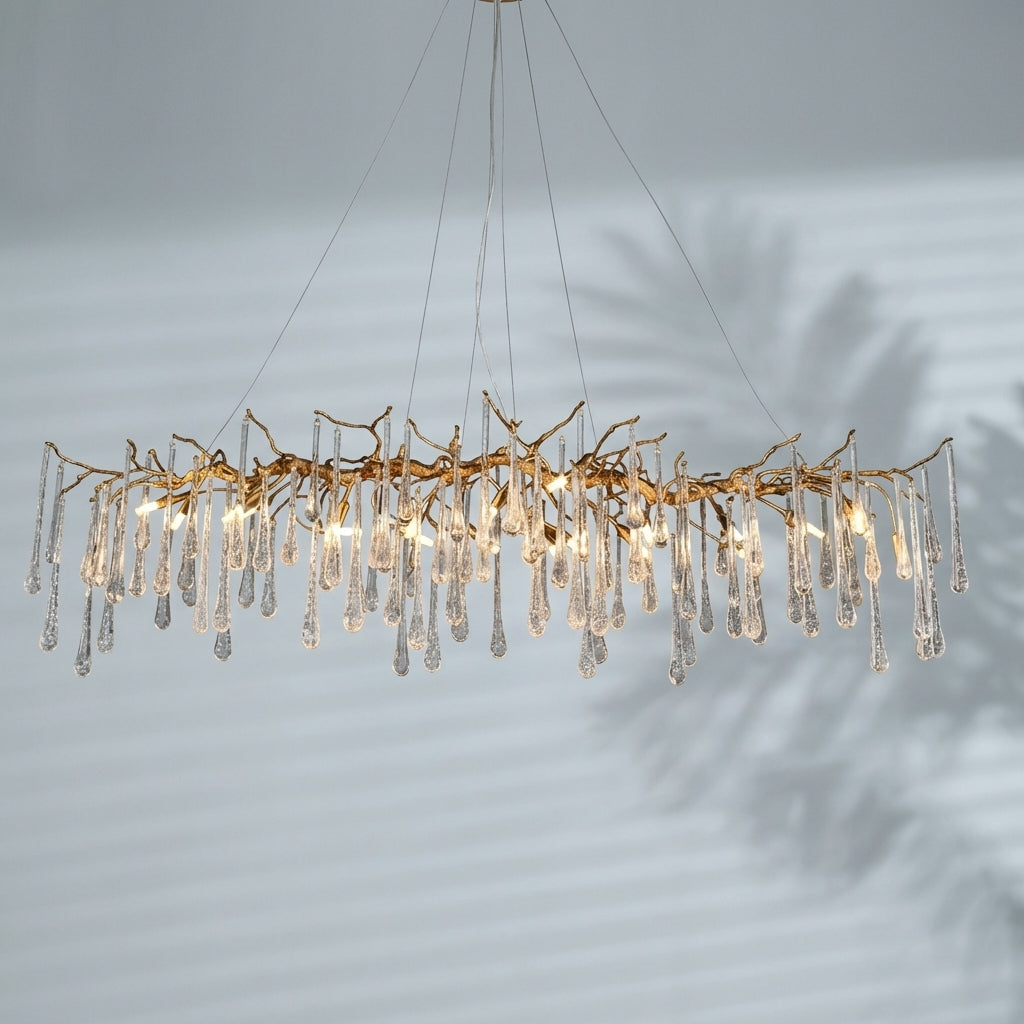 Luster Gaze Verdant Cascade Branch Chandeliers L 33.5"(85cm) x W 15.7"(40cm) x H 19.7"(50cm), L 41.3"(105cm) x W 17.7"(45cm) x H 25.6"(65cm), L 49.2"(125cm) x W 17.7"(45cm) x H 25.6"(65cm), L 59.1"(150cm) x W 17.7"(45cm) x H 25.6"(65cm), L 70.9"(180cm) x W 17.7"(45cm) x H 25.6"(65cm) - Studio Shot