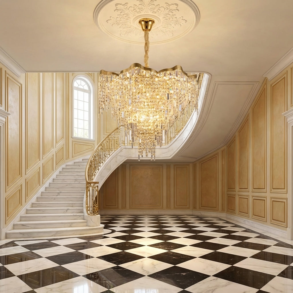 Lumina Haven Lumina Grand Round Crystal Chandelier - grand American estate foyer