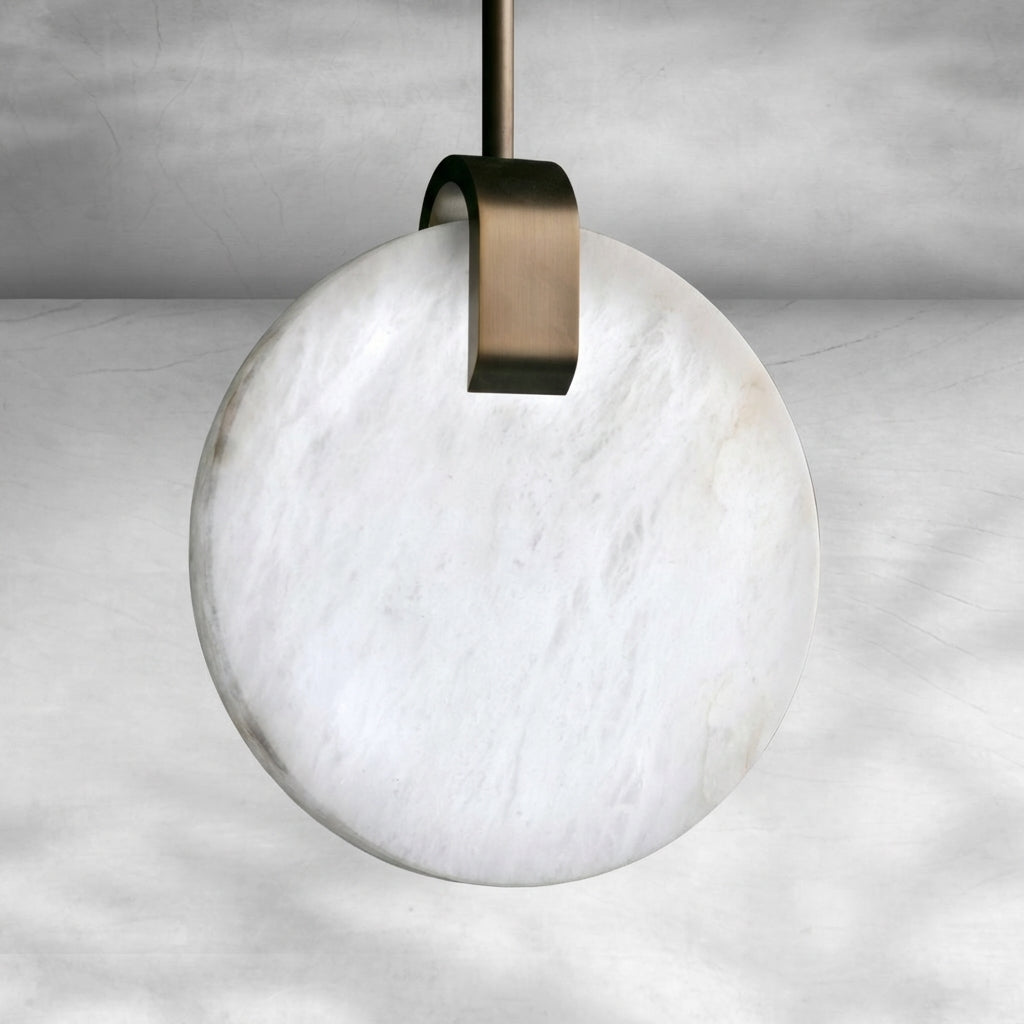 Luster Gaze Alabaster Aura Disc Pendant - Background Shot