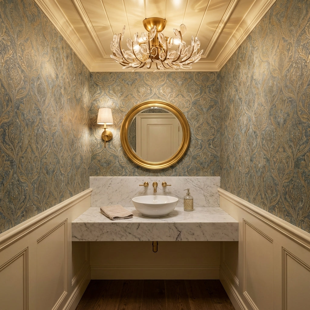 Luster Gaze Petal Bloom Brass Flushmount - elegant American powder room