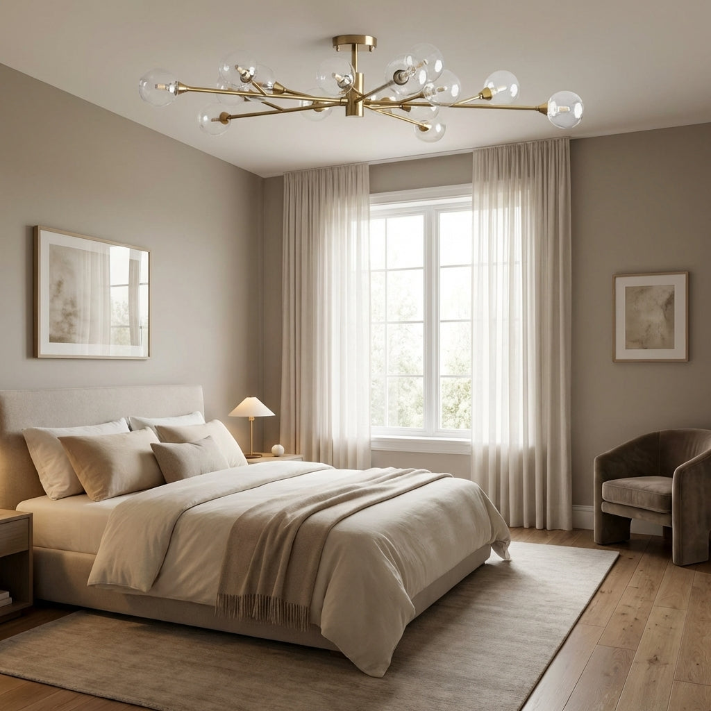 Luster Gaze Celestial Radiance Modern Glass Flushmount - American master bedroom