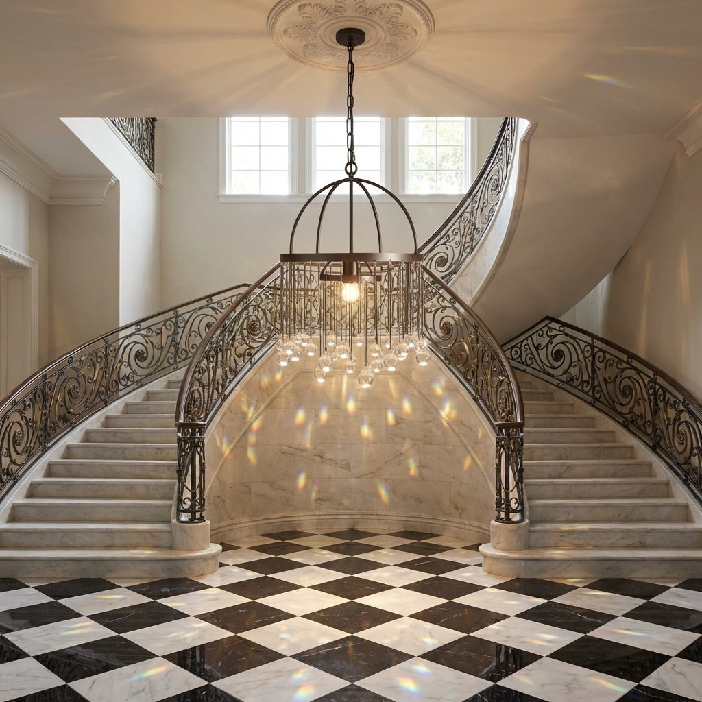 Luster Gaze Veridian Bloom Pendant - grand American estate foyer