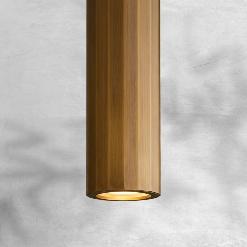 Luster Gaze Radiant Ribbed Brass Pendant Lamp - Background Shot