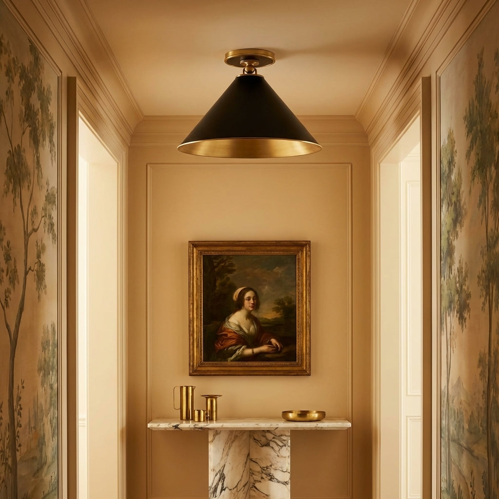 Luster Gaze Aura Sol Single-Light Wall Sconce - sophisticated American hallway alcove
