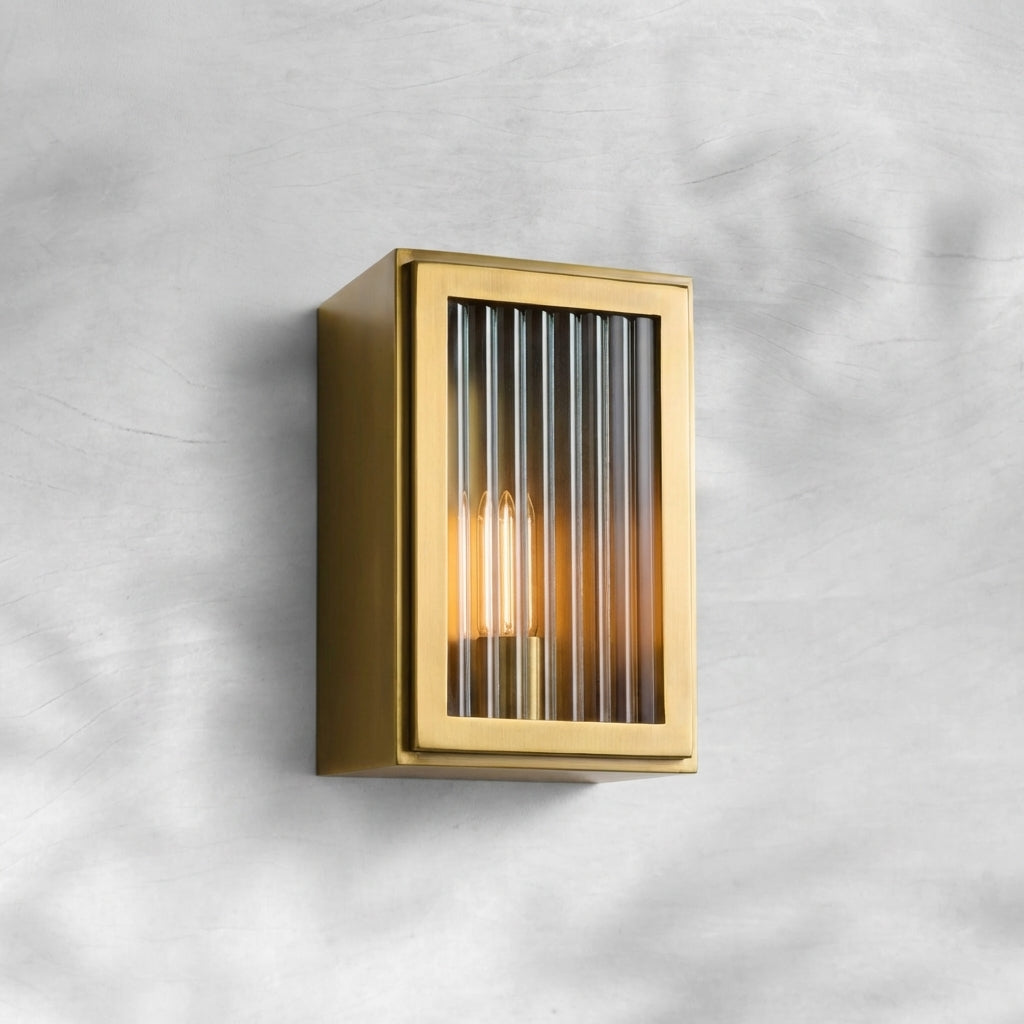 Luster Gaze Veridian Fluted Outdoor Wall Sconce - Background Shot