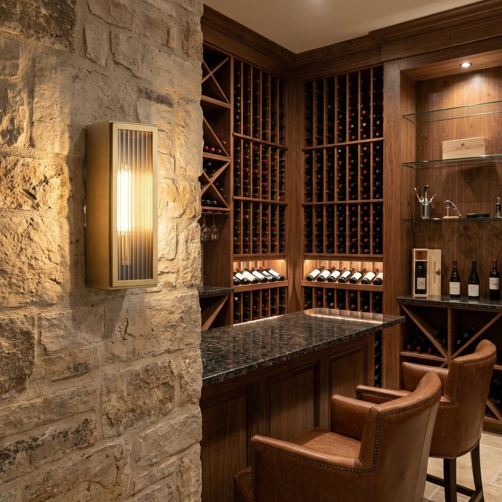 Luster Gaze Veridian Fluted Outdoor Wall Sconce - luxury American wine room