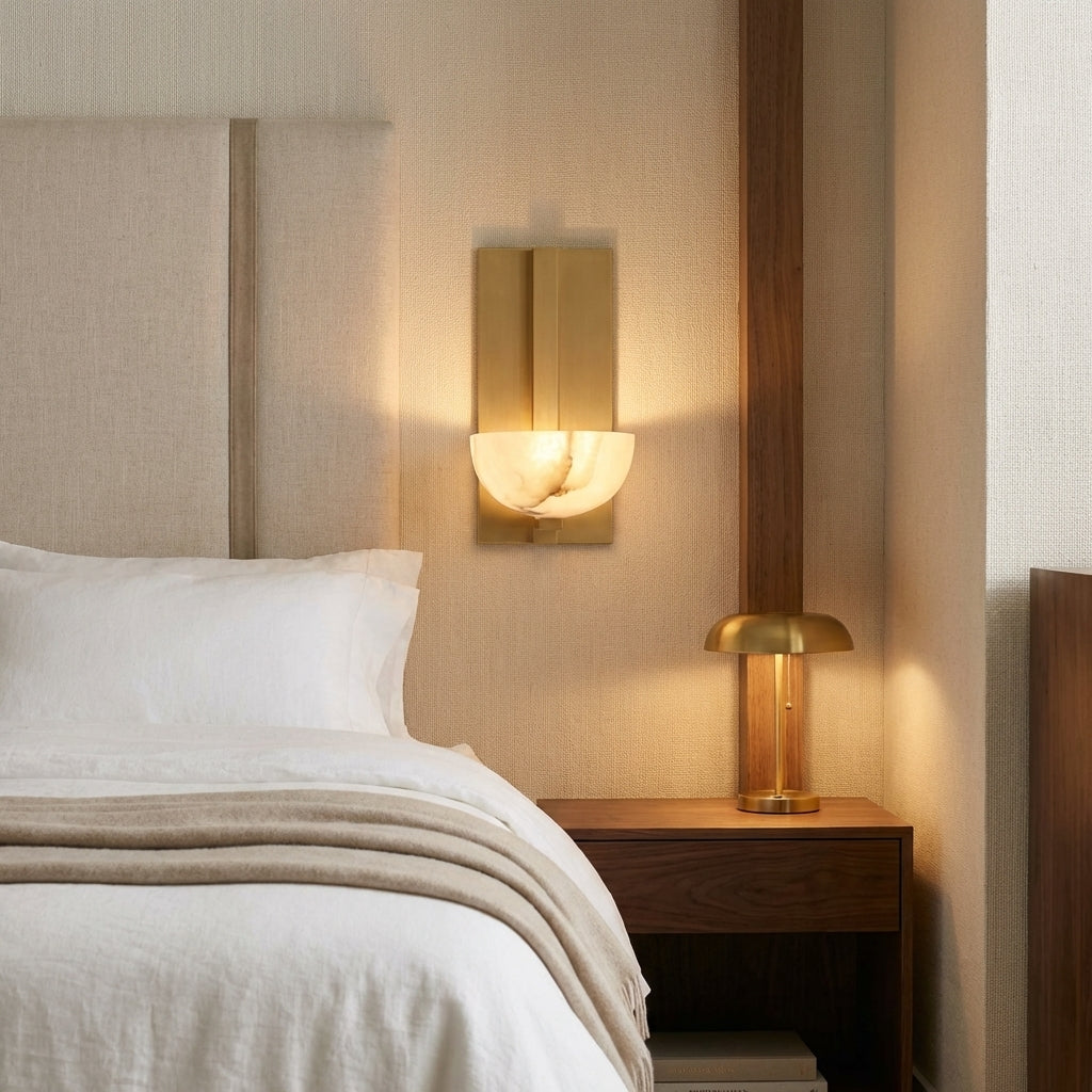 Luster Gaze Alabaster Radiance Wall Sconce - elegant American bedroom