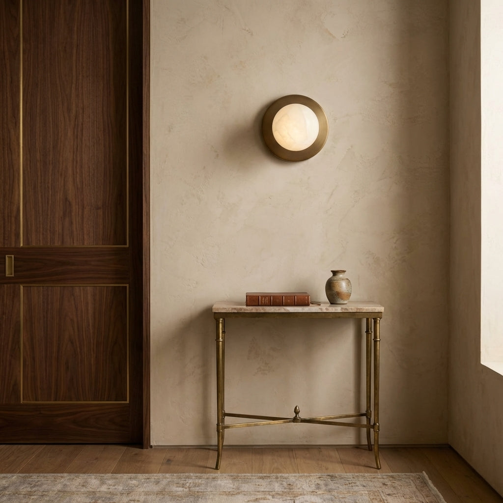 Luster Gaze Veridian Duet Alabaster Wall Sconce - formal American dining room