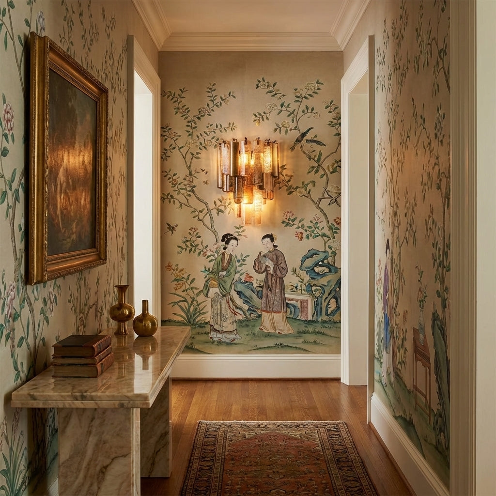 Luster Gaze Sculpted Radiance Wall Sconce - sophisticated American hallway alcove