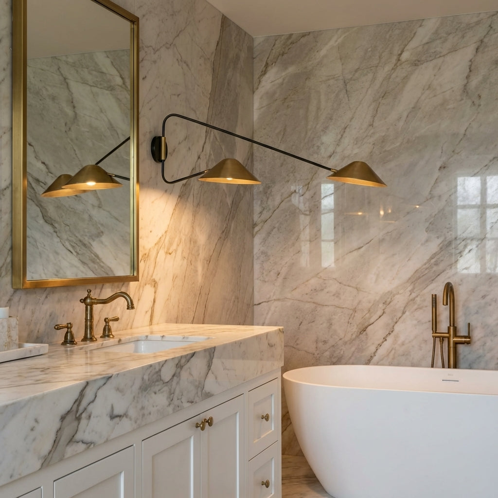 Luster Gaze Veridian Dual-Arm Wall Sconce - luxury American master bathroom