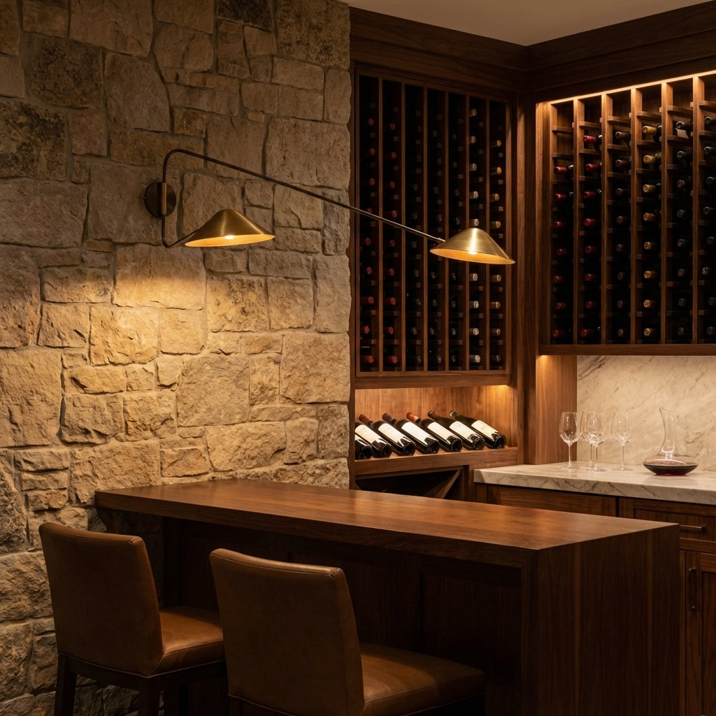 Luster Gaze Veridian Dual-Arm Wall Sconce - luxury American wine room