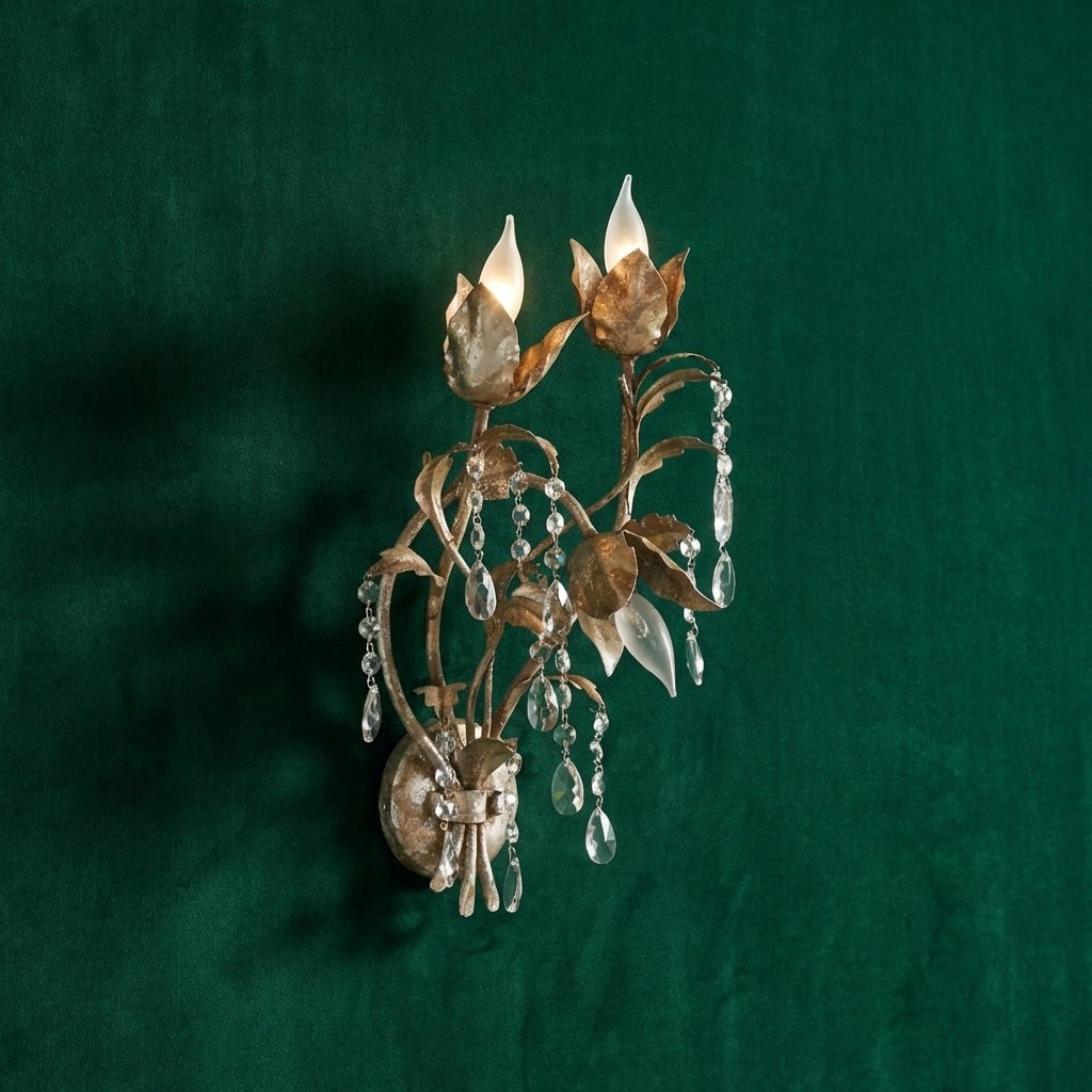 Luster Gaze Veridian Bloom 3-Light Wall Sconce - dramatic American stairwell with soaring ceiling