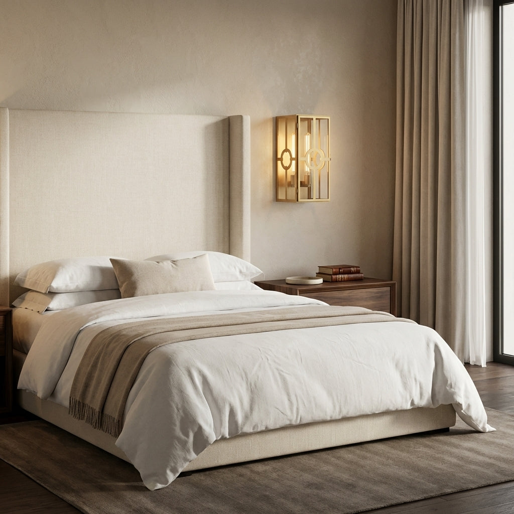 Luster Gaze Veridian Brass Outdoor Sconce - elegant American bedroom