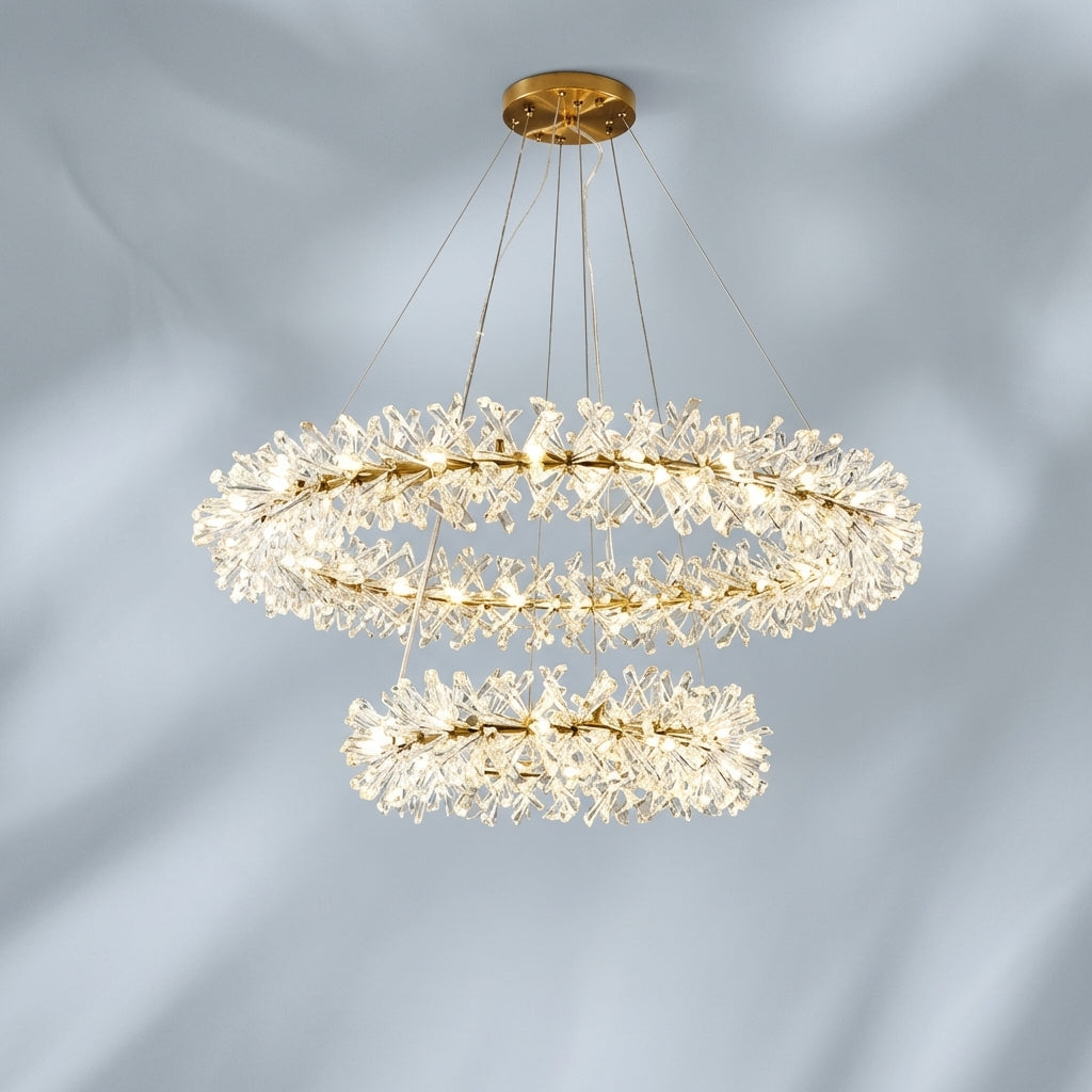 Luster Gaze LG Rock 2 Wheel Frozen Ice Crystal Chandelier Light - Studio Shot