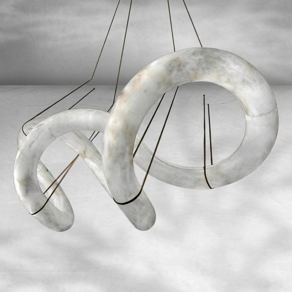Luster Gaze Ethereal Alabaster Curved Chandelier - Background Shot