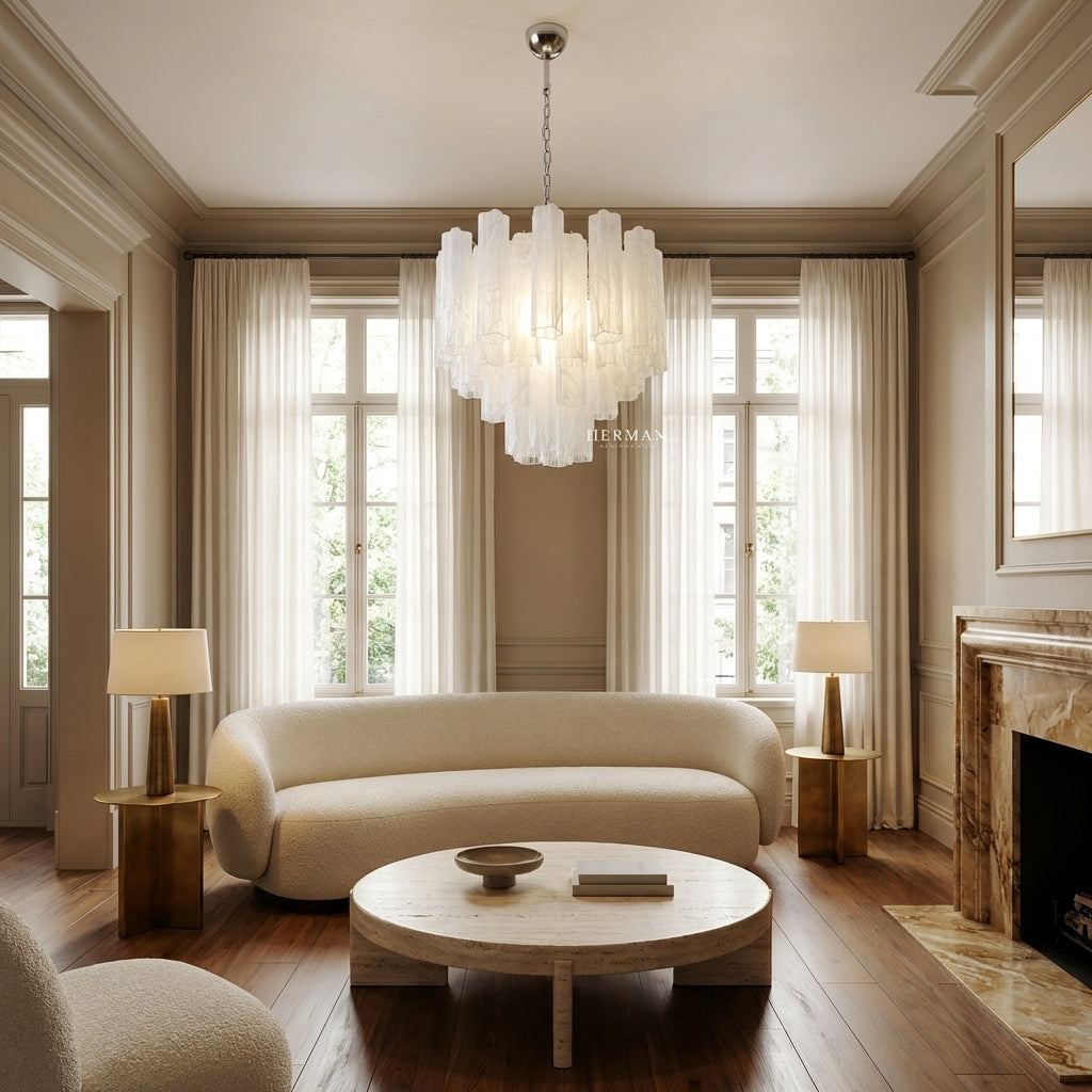 Luster Gaze Venetian Alabaster 36-Tube Chandelier - sophisticated American living room
