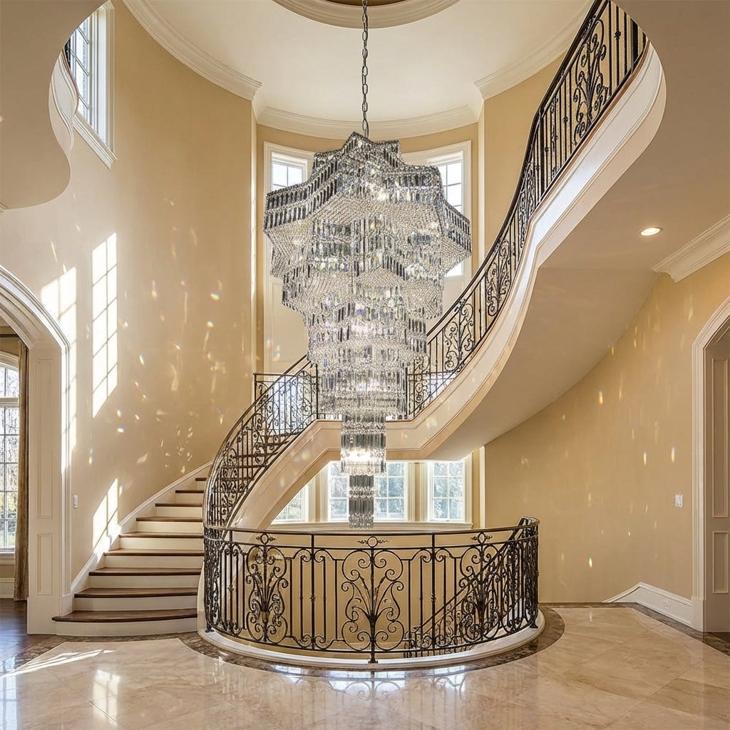 Luster Gaze Luxury Plaza Multi-Tier Crystal Chandelier for High Ceilings/Hotel Hall / 2 Story Foyer - Scene