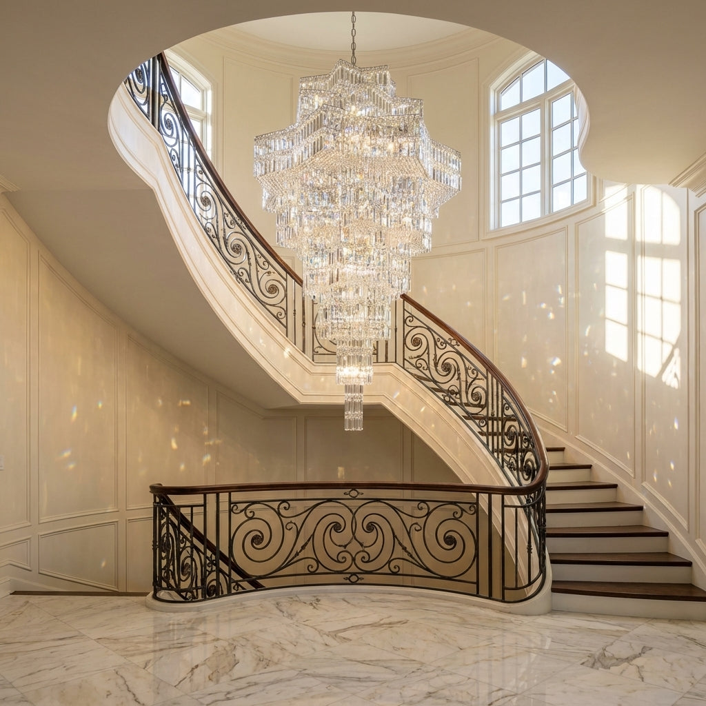 Luster Gaze Luxury Plaza Multi-Tier Crystal Chandelier for High Ceilings/Hotel Hall / 2 Story Foyer - Scene