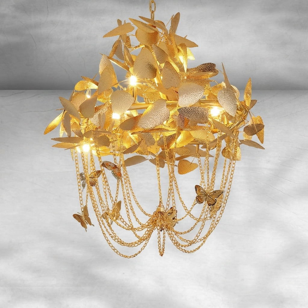 Luster Gaze Gilded Bloom Metal Chandelier - Background Shot
