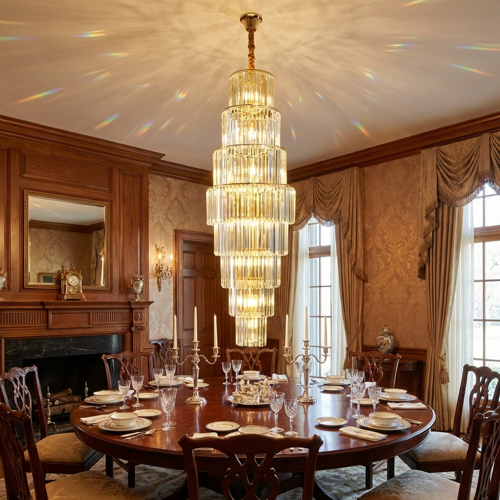 Luster Gaze Bastian Multiple Tier Crystal Chandelier - formal American dining room