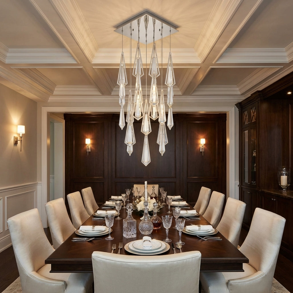 Luster Gaze Devotion Linear Chandelier 25 Light - formal American dining room