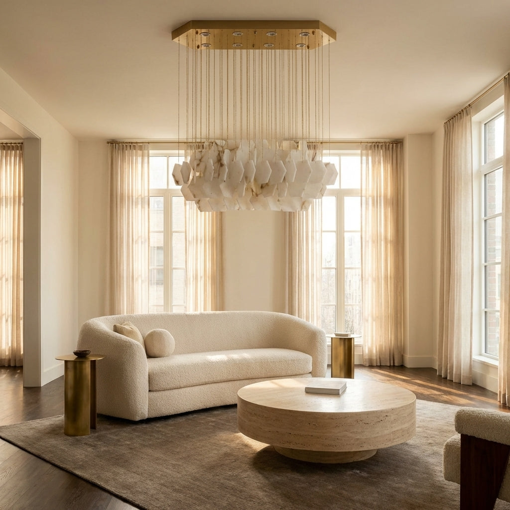 Luster Gaze Alabaster Bloom Sculptural Chandelier - sophisticated American living room