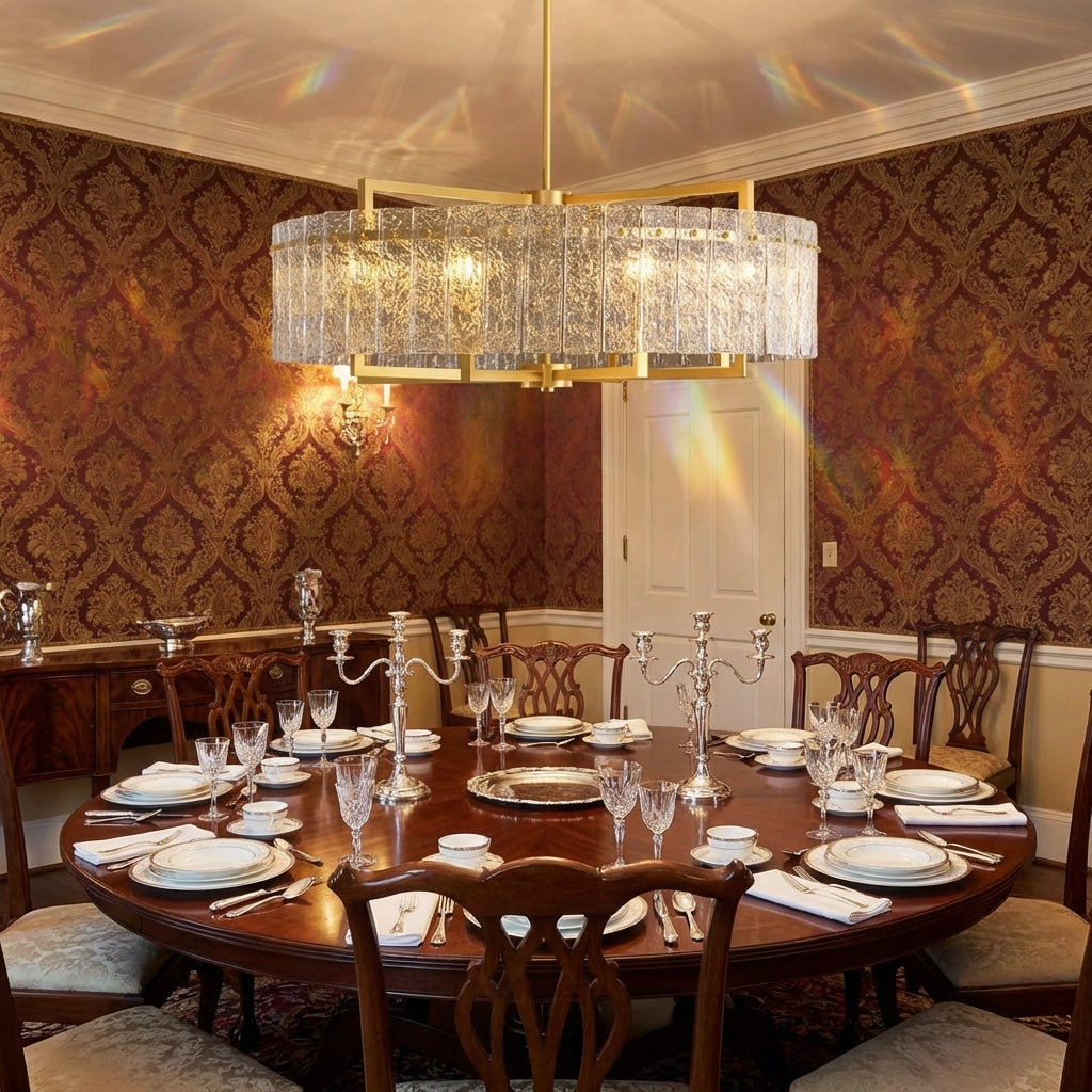 Luster Gaze Radiant Aura Round Crystal Chandelier - formal American dining room