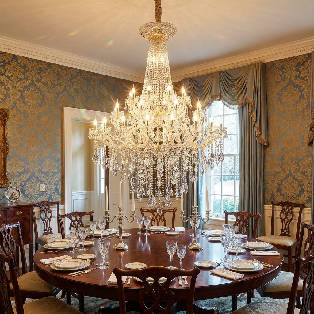 Luster Gaze Extra Large French Candle Crystal Branch Chandelier for Foyer and Staircase - Scene