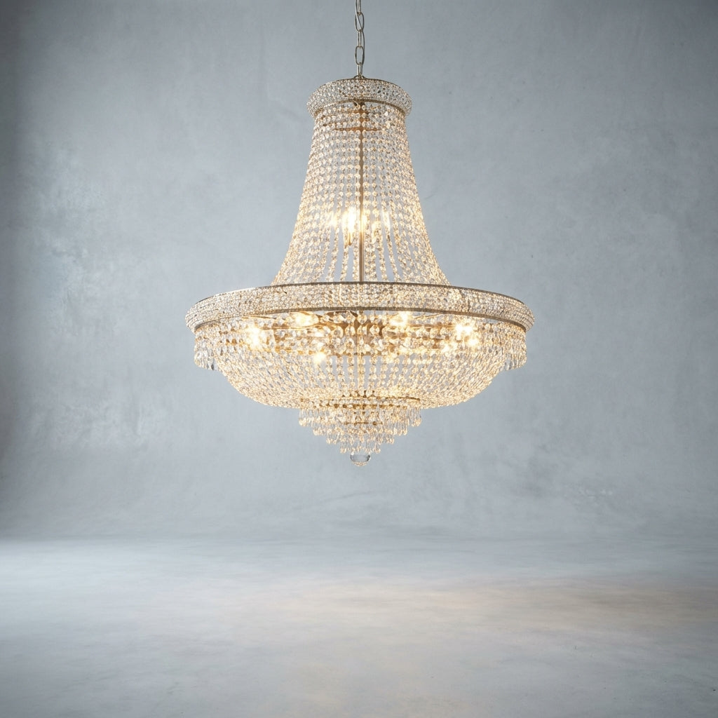 Luster Gaze Grand Radiance K9 Crystal Round Chandelier - Background Shot