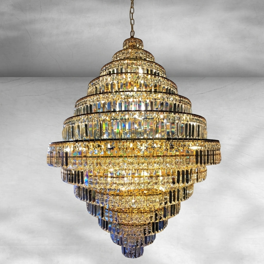 Luster Gaze Grand Radiance K9 Crystal Round Chandelier - Background Shot
