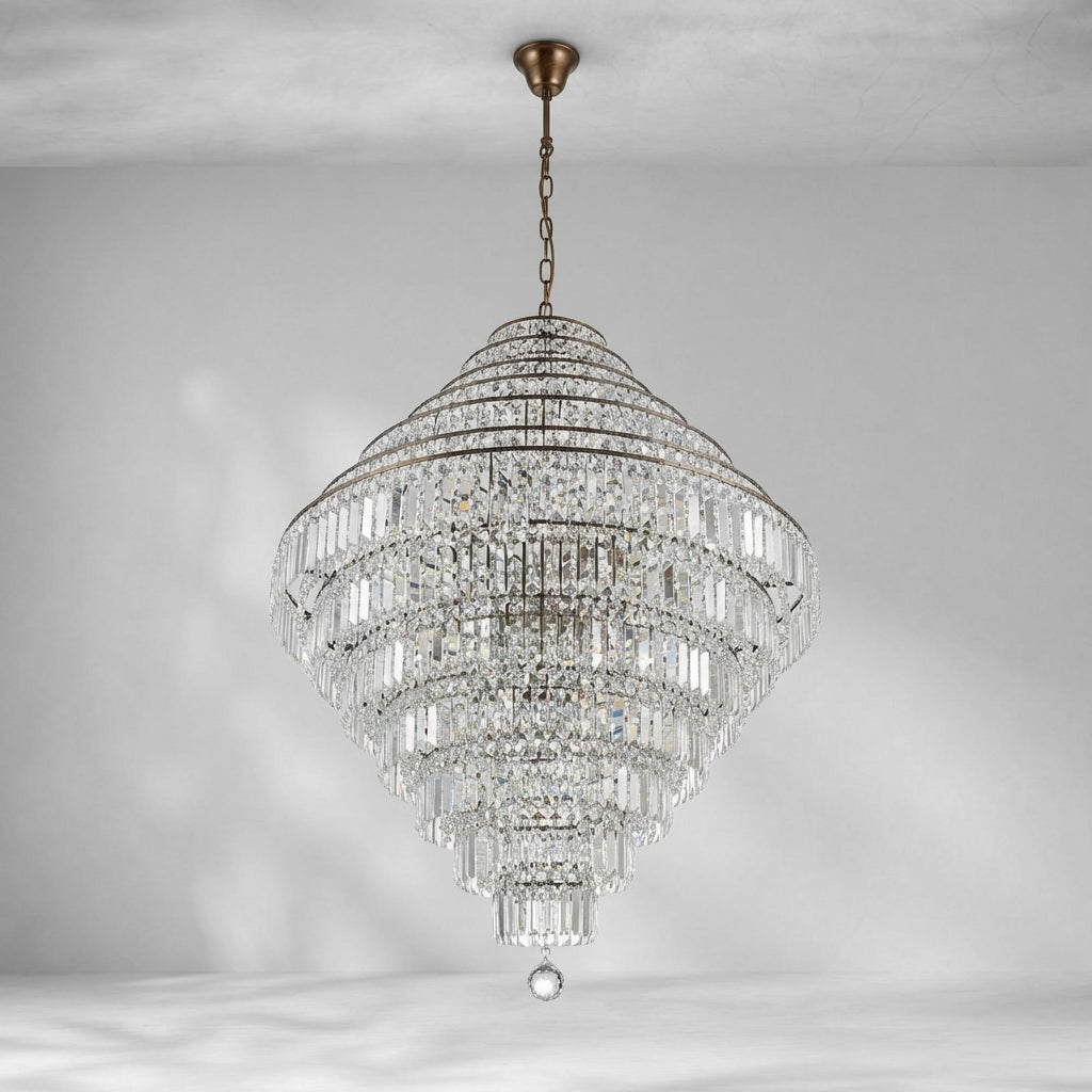 Luster Gaze Grand Radiance K9 Crystal Round Chandelier - Background Shot