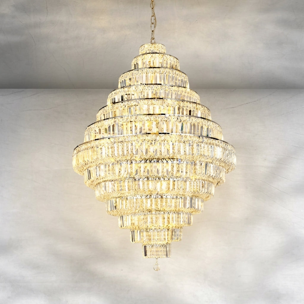 Luster Gaze Grand Radiance K9 Crystal Round Chandelier - Background Shot